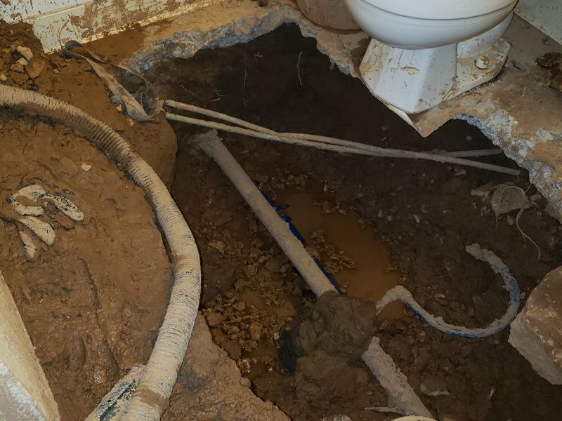 Failed pipe leak under slab